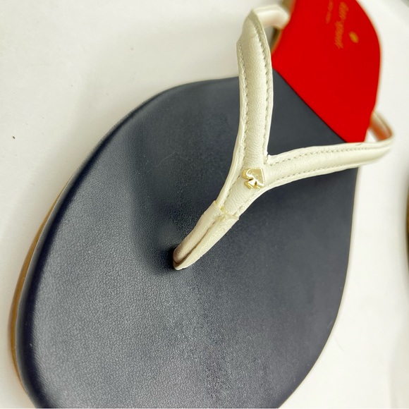 Kate Spade Women’s Size 9 Cabana Leather Orange/ Navy Blue Thong Sandals - Picture 15 of 16